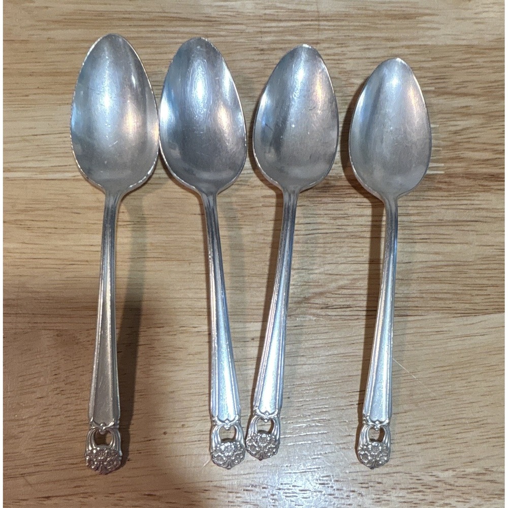 1847 Roger Bros Eternally Yours, Lot of 4 Silver Plated Small Serving Spoons
